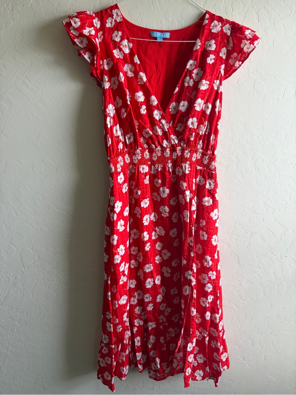 Draper James Red Floral Wrap-Style Midi Dress